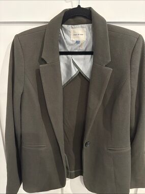 COURT & ROWE Olive Green Women's Blazer with Notch Lapel